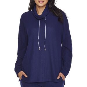 Honeydew Intimates Lounge Pro Pajama Top Women's Large Blue Waffle Knit JDM833